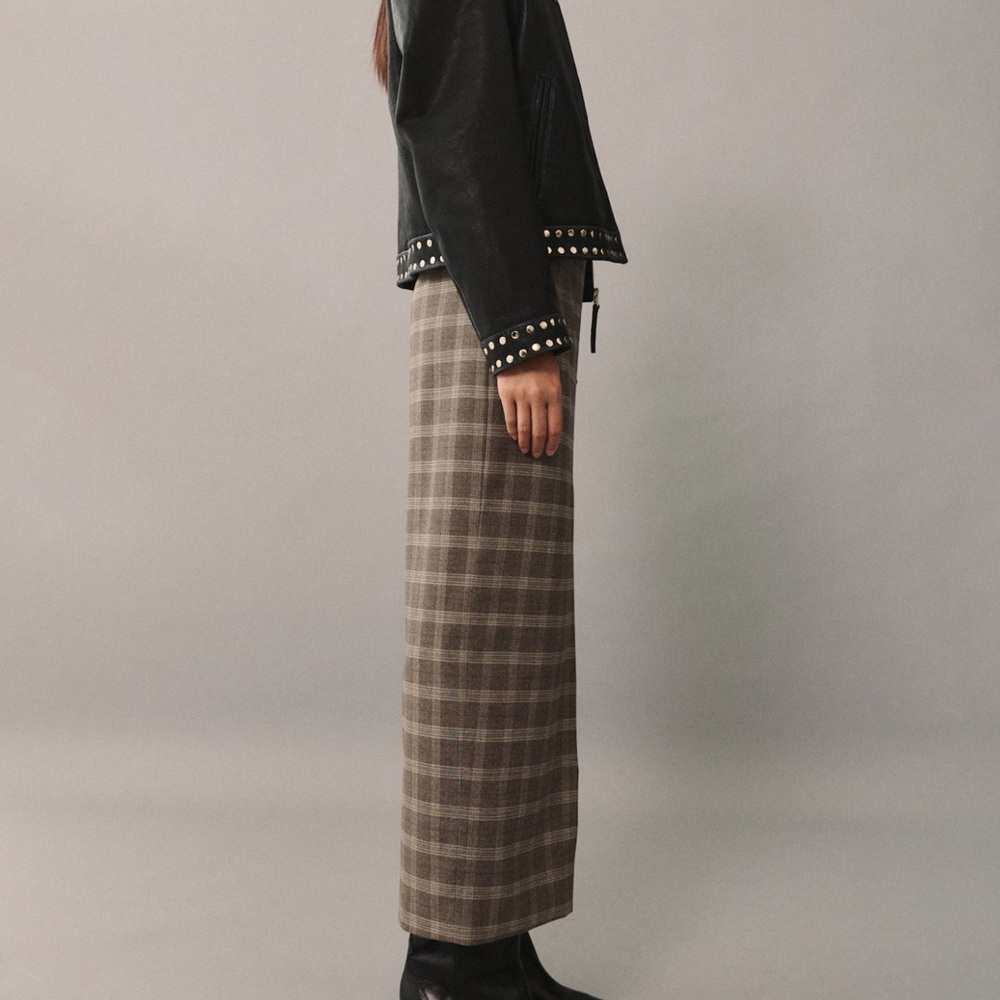 Mango Checkered Pencil Skirt in Brown - Picture 3 of 7